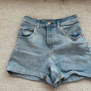 Express High Waist Blue Denim Shorts